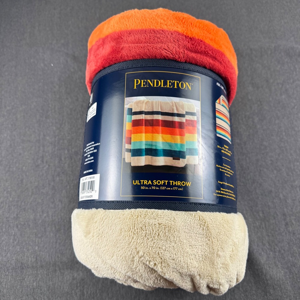 Pendleton Ultra Soft Throw Blanket Mount Foraker Stripe 50x70 Multi 1796191